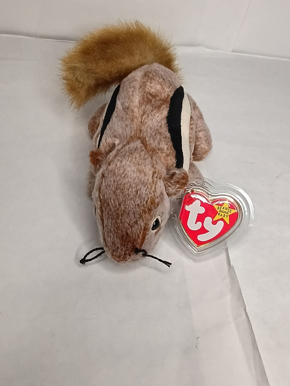 Ty Beanie Baby Brown Squirrel Plush - Soft Brown & Gold Tail